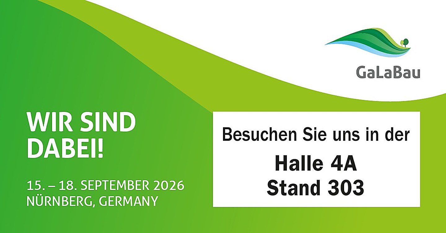 GftK auf der GaLaBau 2026: 15.–18. September 2026 in Nürnberg, Halle 4A, Stand 303.